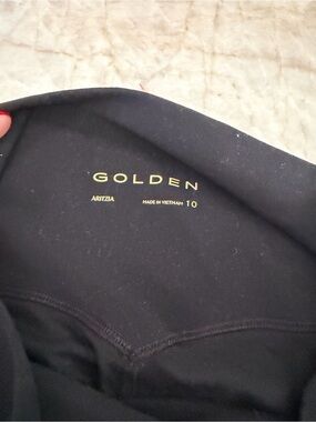 Aritzia GOLDEN Black Leggings with Gold Logo